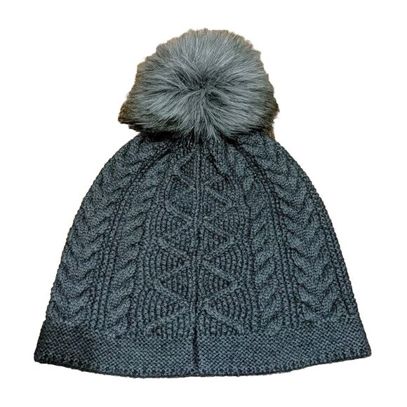 Smartwool Bunny Slope Women's Cable Knit Beanie Hat Gray One Size Wool Blend - Picture 2 of 5